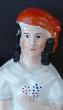 Load image into Gallery viewer, Antique STAFFORDSHIRE Flatback Figurine. Victorian Couple Standing Beside a Water Wall. Excellent Condition
