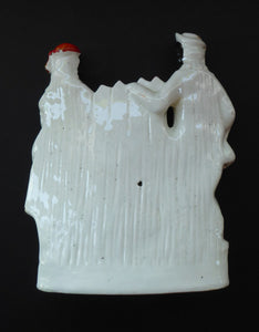 Antique STAFFORDSHIRE Flatback Figurine. Victorian Couple Standing Beside a Water Wall. Excellent Condition
