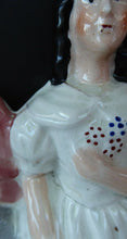 Load image into Gallery viewer, Antique STAFFORDSHIRE Flatback Figurine. Victorian Couple Standing Beside a Water Wall. Excellent Condition
