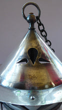 Load image into Gallery viewer, Vintage Arts and Crafts Metal and Glass Shade Pendant Hall Lantern. Early 20th Century Lamp
