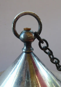 Vintage Arts and Crafts Metal and Glass Shade Pendant Hall Lantern. Early 20th Century Lamp