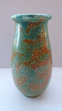 Load image into Gallery viewer, 1930s CROWN DUCAL Vase with Mottled Green and Mustard Speckled Pattern

