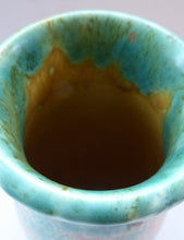 Load image into Gallery viewer, 1930s CROWN DUCAL Vase with Mottled Green and Mustard Speckled Pattern
