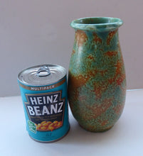 Load image into Gallery viewer, 1930s CROWN DUCAL Vase with Mottled Green and Mustard Speckled Pattern
