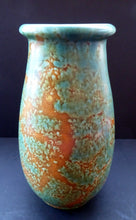 Load image into Gallery viewer, 1930s CROWN DUCAL Vase with Mottled Green and Mustard Speckled Pattern
