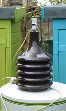 Load image into Gallery viewer, UNUSUAL MASSIVE Vintage Concrete 1960s or 1970s Table Lamp. Exterior with Shiny Chocolate Colour Glaze

