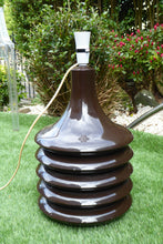 Load image into Gallery viewer, UNUSUAL MASSIVE Vintage Concrete 1960s or 1970s Table Lamp. Exterior with Shiny Chocolate Colour Glaze
