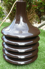 Load image into Gallery viewer, UNUSUAL MASSIVE Vintage Concrete 1960s or 1970s Table Lamp. Exterior with Shiny Chocolate Colour Glaze
