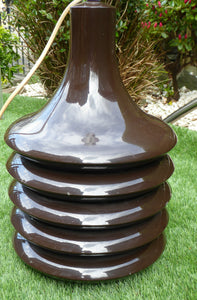 UNUSUAL MASSIVE Vintage Concrete 1960s or 1970s Table Lamp. Exterior with Shiny Chocolate Colour Glaze