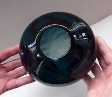 Load image into Gallery viewer, NEW ZEALAND Studio Glass by Katie Brown. Kingfisher Blue Bowl with Black Feathered Pattern
