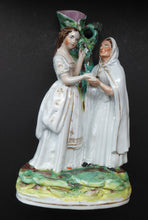 Load image into Gallery viewer, Rare Large ANTIQUE Staffordshire Spill Vase Figurine of the Gypsy Fortune Teller; 1880s. EXCELLENT CONDITION
