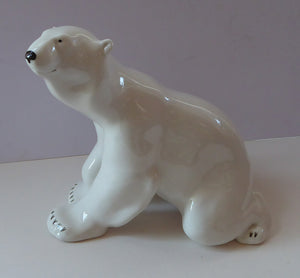 MASSIVE: Vintage Russian / LOMONOSOV Imperial Porcelain Factory White POLAR Bear. Height 10 1/2 inches