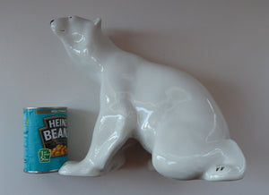 MASSIVE: Vintage Russian / LOMONOSOV Imperial Porcelain Factory White POLAR Bear. Height 10 1/2 inches