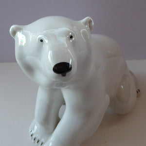 MASSIVE: Vintage Russian / LOMONOSOV Imperial Porcelain Factory White POLAR Bear. Height 10 1/2 inches