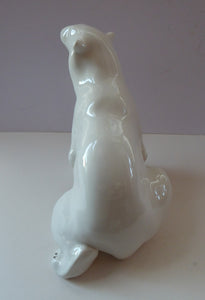 MASSIVE: Vintage Russian / LOMONOSOV Imperial Porcelain Factory White POLAR Bear. Height 10 1/2 inches