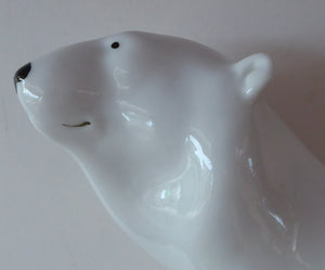 MASSIVE: Vintage Russian / LOMONOSOV Imperial Porcelain Factory White POLAR Bear. Height 10 1/2 inches