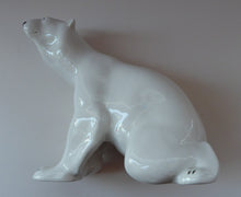 Load image into Gallery viewer, MASSIVE: Vintage Russian / LOMONOSOV Imperial Porcelain Factory White POLAR Bear. Height 10 1/2 inches
