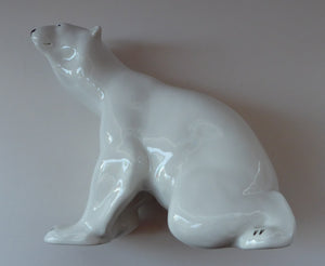 MASSIVE: Vintage Russian / LOMONOSOV Imperial Porcelain Factory White POLAR Bear. Height 10 1/2 inches