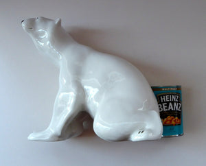 MASSIVE: Vintage Russian / LOMONOSOV Imperial Porcelain Factory White POLAR Bear. Height 10 1/2 inches