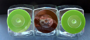 Three Large Clear Glass Storage or Sweetie Jars with Perspex Fitted Lids