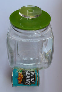 Three Large Clear Glass Storage or Sweetie Jars with Perspex Fitted Lids
