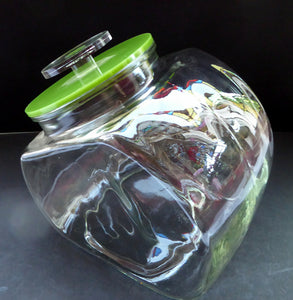 Three Large Clear Glass Storage or Sweetie Jars with Perspex Fitted Lids