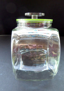 Three Large Clear Glass Storage or Sweetie Jars with Perspex Fitted Lids