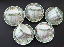 Load image into Gallery viewer, Pretty 1930s ART NOUVEAU USSR Lomonosov Porcelain. Set of Five Cups and Saucers. First Quality Issues

