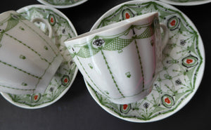 Pretty 1930s ART NOUVEAU USSR Lomonosov Porcelain. Set of Five Cups and Saucers. First Quality Issues