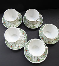 Load image into Gallery viewer, Pretty 1930s ART NOUVEAU USSR Lomonosov Porcelain. Set of Five Cups and Saucers. First Quality Issues
