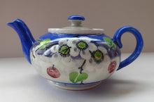 Load image into Gallery viewer, SCOTTISH POTTERY. Rare MakMerry Hand-Painted Teapot with White Prunus Blossoms and Blue Background. Excellent Condition
