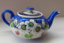 Load image into Gallery viewer, SCOTTISH POTTERY. Rare MakMerry Hand-Painted Teapot with White Prunus Blossoms and Blue Background. Excellent Condition
