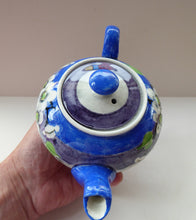 Load image into Gallery viewer, SCOTTISH POTTERY. Rare MakMerry Hand-Painted Teapot with White Prunus Blossoms and Blue Background. Excellent Condition
