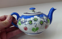 Load image into Gallery viewer, SCOTTISH POTTERY. Rare MakMerry Hand-Painted Teapot with White Prunus Blossoms and Blue Background. Excellent Condition
