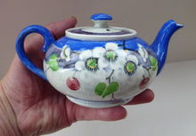 Load image into Gallery viewer, SCOTTISH POTTERY. Rare MakMerry Hand-Painted Teapot with White Prunus Blossoms and Blue Background. Excellent Condition
