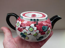 Load image into Gallery viewer, SCOTTISH POTTERY. Rare MakMerry Hand-Painted Teapot with White Prunus Blossoms and Pink Background. Excellent Condition

