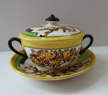 Load image into Gallery viewer, SCOTTISH POTTERY. 1930s BOUGH Pottery. Rare Twin Handled Dish &amp; Cover - with Matching Stand. Richard Amour; Dated 1939
