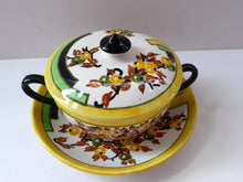 Load image into Gallery viewer, SCOTTISH POTTERY. 1930s BOUGH Pottery. Rare Twin Handled Dish &amp; Cover - with Matching Stand. Richard Amour; Dated 1939
