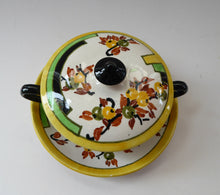 Load image into Gallery viewer, SCOTTISH POTTERY. 1930s BOUGH Pottery. Rare Twin Handled Dish &amp; Cover - with Matching Stand. Richard Amour; Dated 1939
