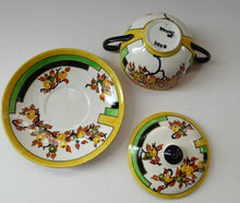 Load image into Gallery viewer, SCOTTISH POTTERY. 1930s BOUGH Pottery. Rare Twin Handled Dish &amp; Cover - with Matching Stand. Richard Amour; Dated 1939
