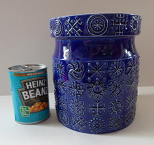 Load image into Gallery viewer, MASSIVE Blue Totem Pattern PORTMEIRION Storage Jar. Susan Williams-Ellis Design 1964: 7 3/4 inches
