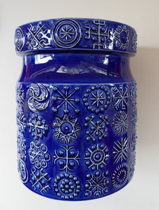 MASSIVE Blue Totem Pattern PORTMEIRION Storage Jar. Susan Williams-Ellis Design 1964: 7 3/4 inches