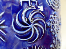 Load image into Gallery viewer, MASSIVE Blue Totem Pattern PORTMEIRION Storage Jar. Susan Williams-Ellis Design 1964: 7 3/4 inches
