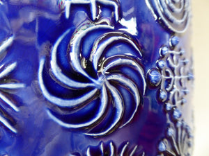 MASSIVE Blue Totem Pattern PORTMEIRION Storage Jar. Susan Williams-Ellis Design 1964: 7 3/4 inches