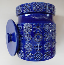 Load image into Gallery viewer, MASSIVE Blue Totem Pattern PORTMEIRION Storage Jar. Susan Williams-Ellis Design 1964: 7 3/4 inches
