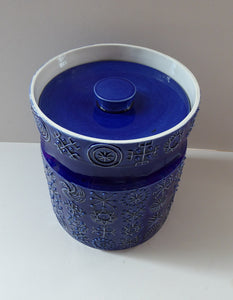MASSIVE Blue Totem Pattern PORTMEIRION Storage Jar. Susan Williams-Ellis Design 1964: 7 3/4 inches