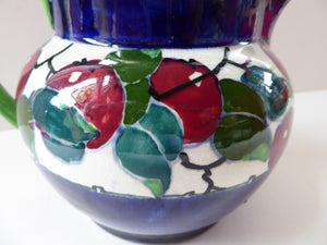 SCOTTISH POTTERY. Large Bough Pottery Jug. Hand Painted Rosy Red Apples by Richard Amour; 1920s