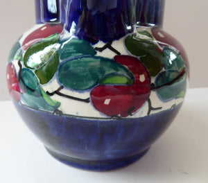 SCOTTISH POTTERY. Large Bough Pottery Jug. Hand Painted Rosy Red Apples by Richard Amour; 1920s