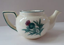 Load image into Gallery viewer, SCOTTISH POTTERY. Rare 1920s Morrison &amp; Crawford ROSSLYN Ware Miniature Teapot from Grantshouse. Hand Painted Scotch Thistles
