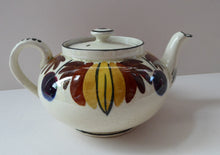 Load image into Gallery viewer, Scottish Pottery. RARE Robert Heron &amp; Sons LANGTOUN WARE, Kirkcaldy. Small Size Teapot - with Dark Cherries and Floral Design
